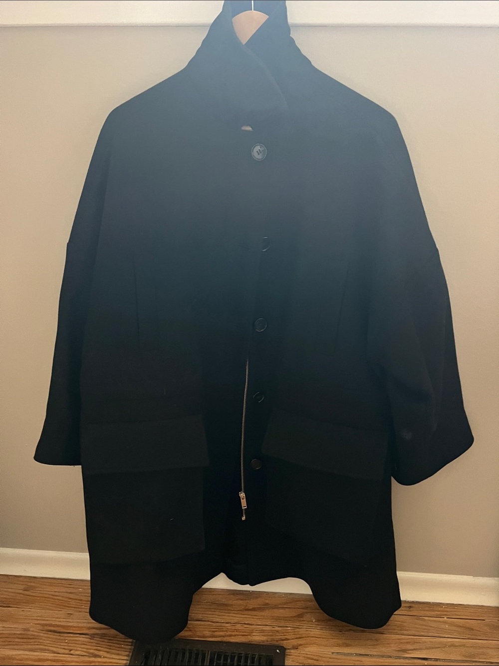 COS Black Women's Pea Coat with High Collar